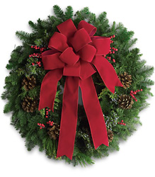 Classic Holiday Wreath from Clifford's where roses are our specialty